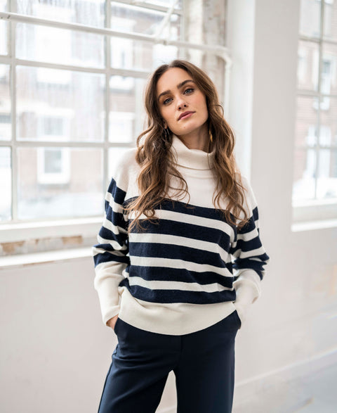 Striped sweater LA PUCK Ivory - Darkblue