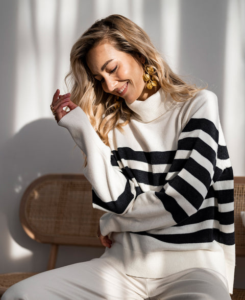 Striped sweater LA PUCK Ivory - Darkblue