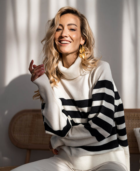 Striped sweater LA PUCK Ivory - Darkblue