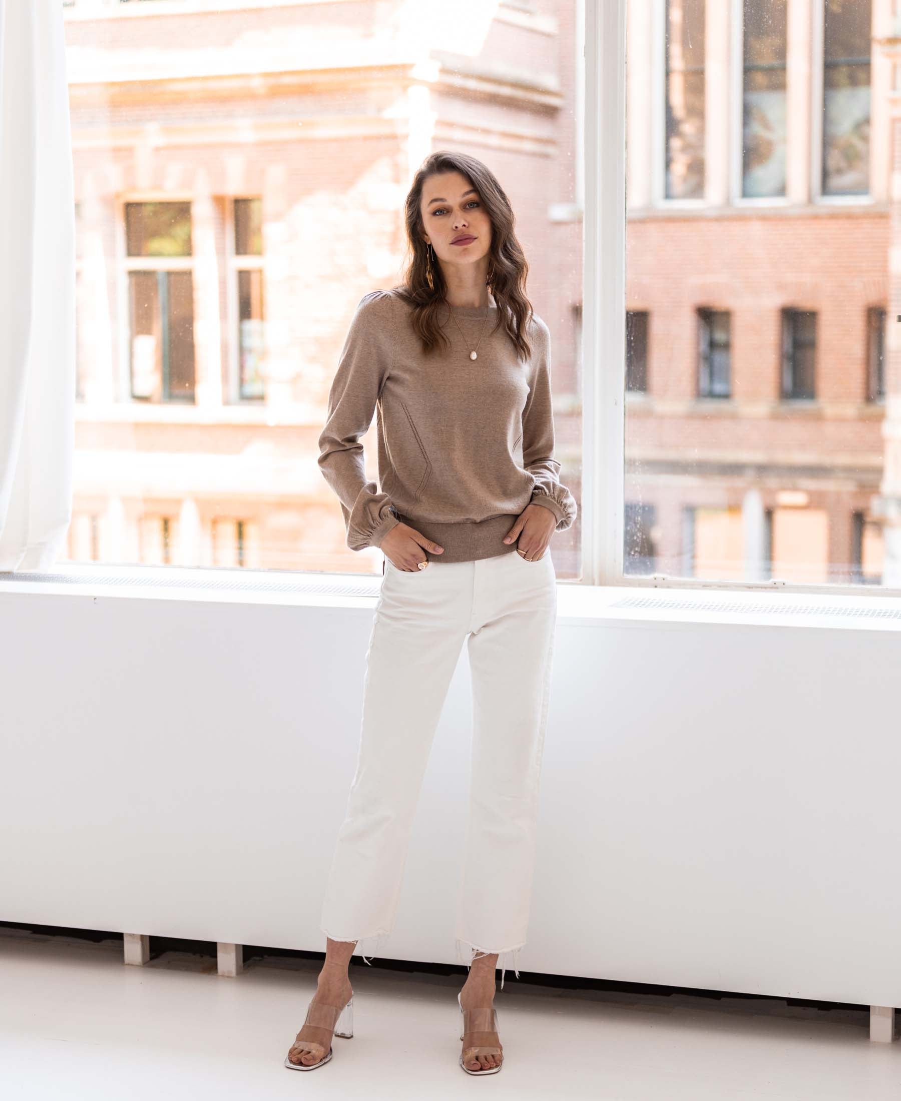 Merino wool sweater LA COEUR Sand