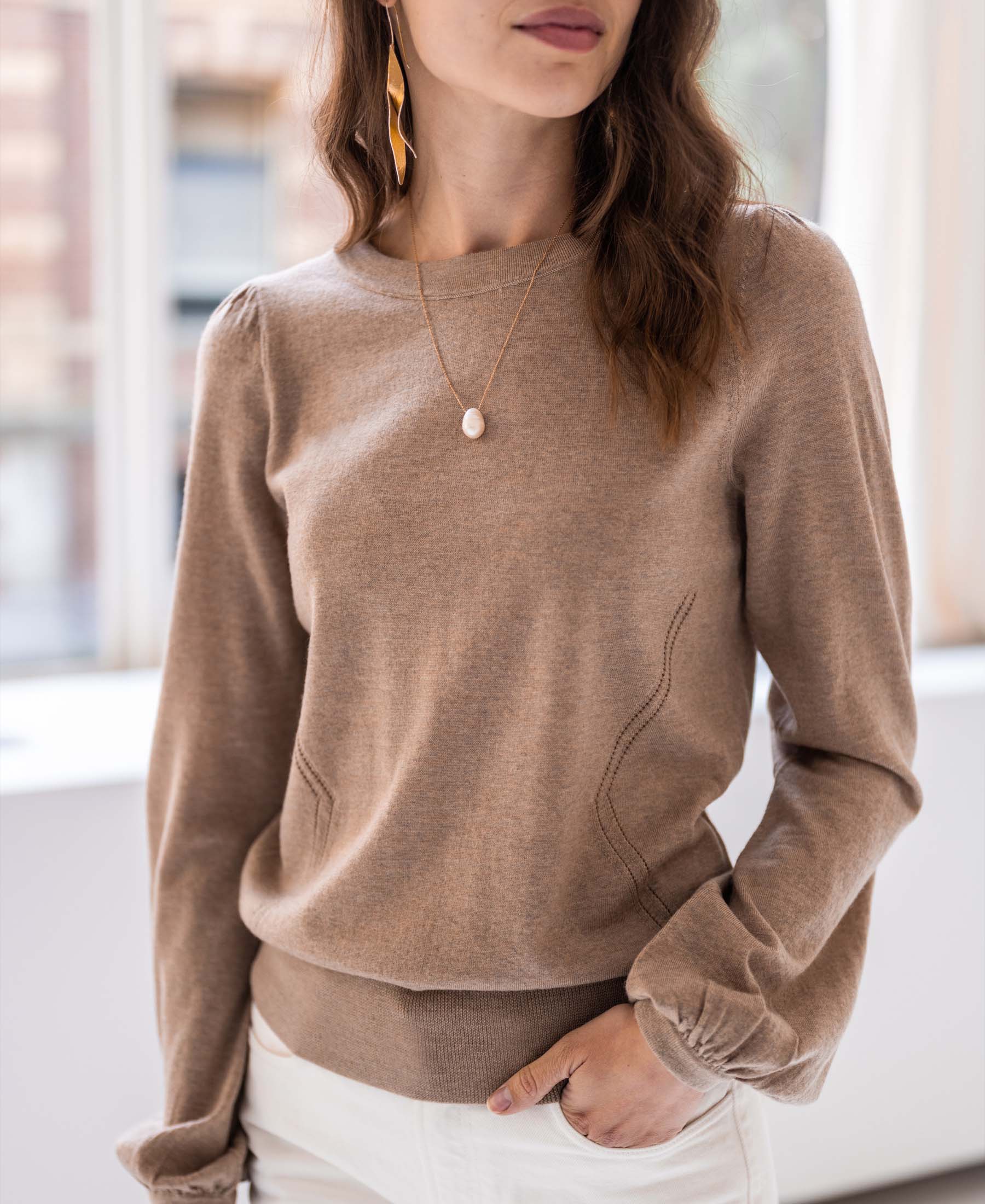 Merino wool sweater LA COEUR Sand