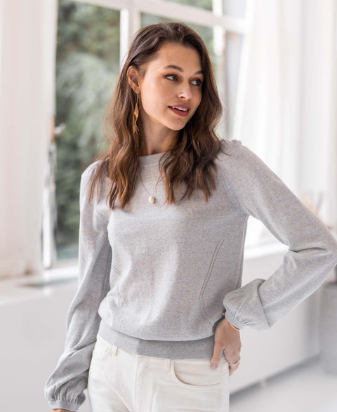Merino sweater LA COEUR silver gray