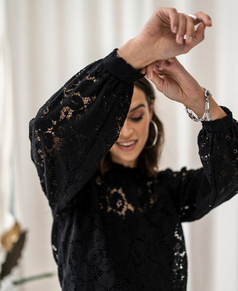 Kanten blouse LA MARSEILLE Zwart