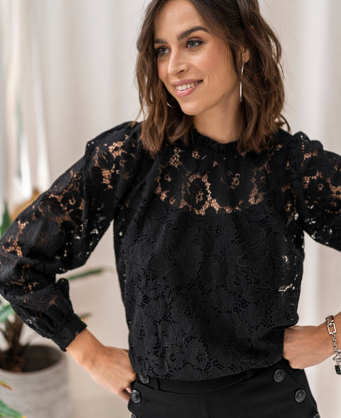 Kanten blouse LA MARSEILLE Zwart