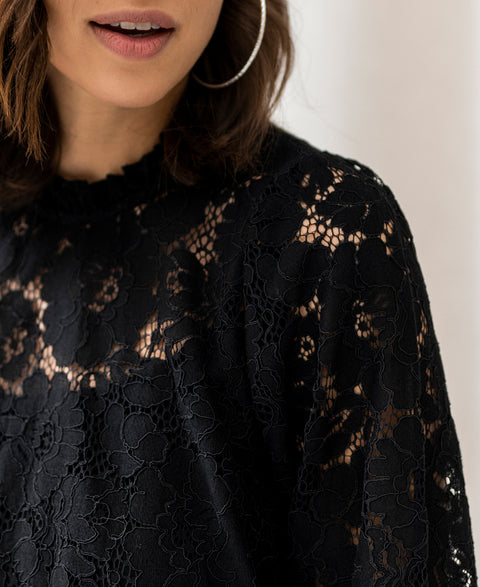 Kanten blouse LA MARSEILLE Zwart