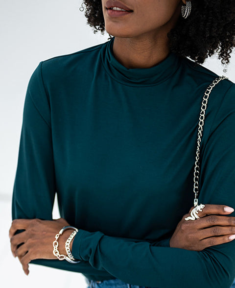 Col shirt LA BAMBI Dark Emerald