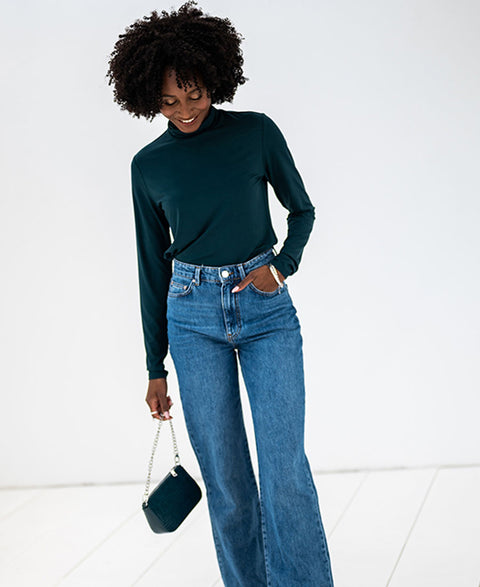 Col shirt LA BAMBI Dark Emerald