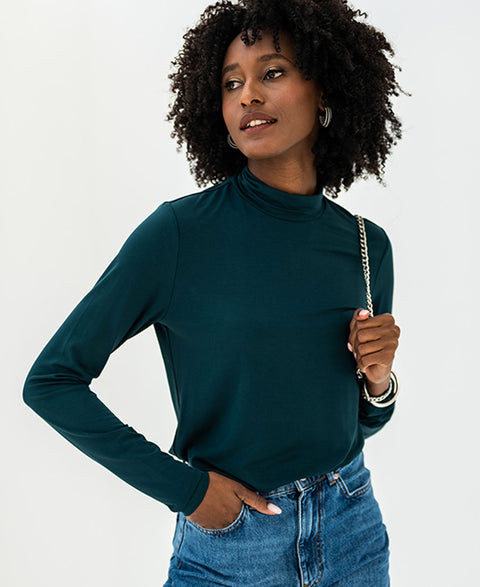 Col shirt LA BAMBI Dark Emerald