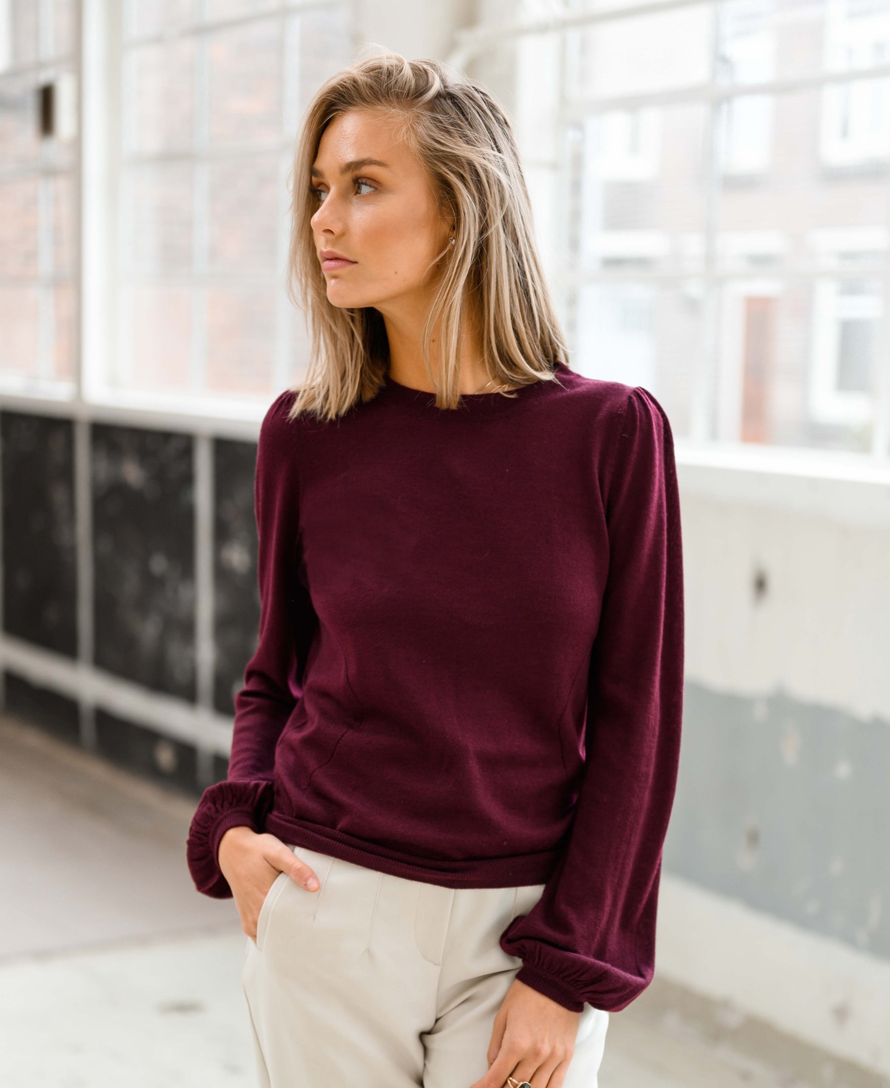 Merino wool sweater LA COEUR Bordeaux