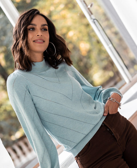Turtleneck sweater LA ROCCO Iceblue