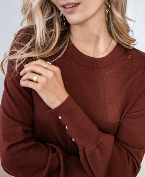 Merino sweater LA MARIS Redbrown - Gold