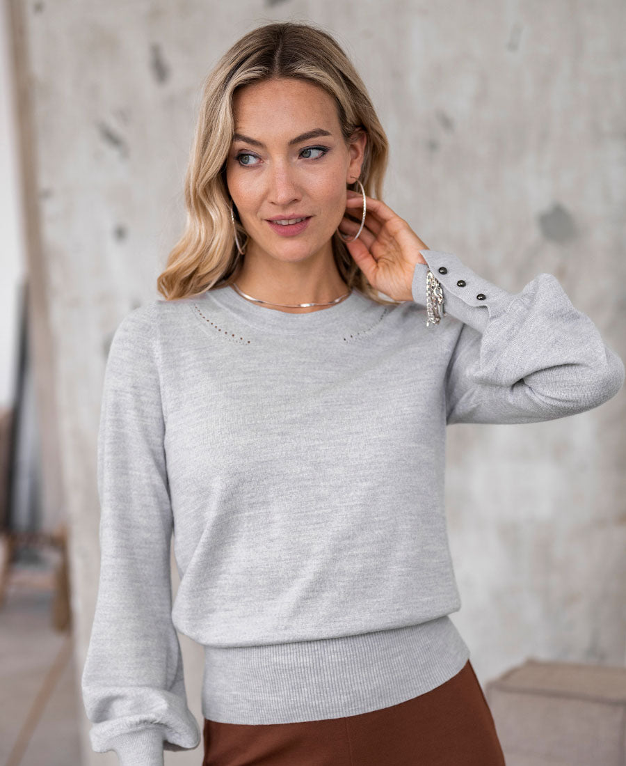 Pullover aus Merinowolle LA MARIS Silbergrau