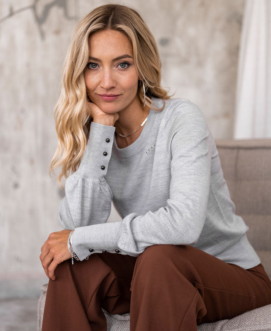 Pullover aus Merinowolle LA MARIS Silbergrau