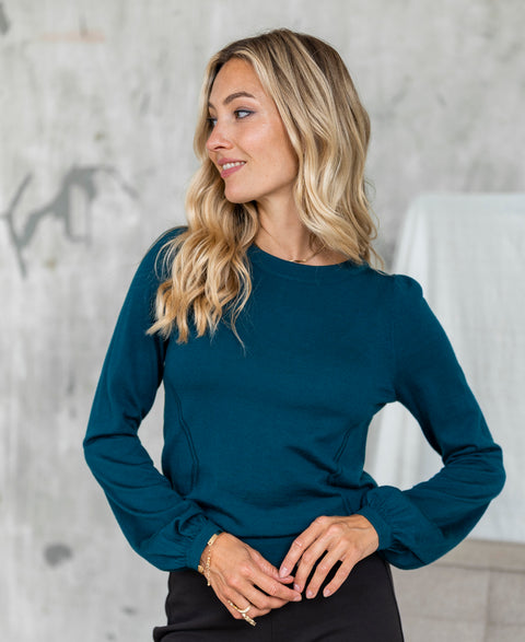 Merino sweater LA COEUR in Dark emerald