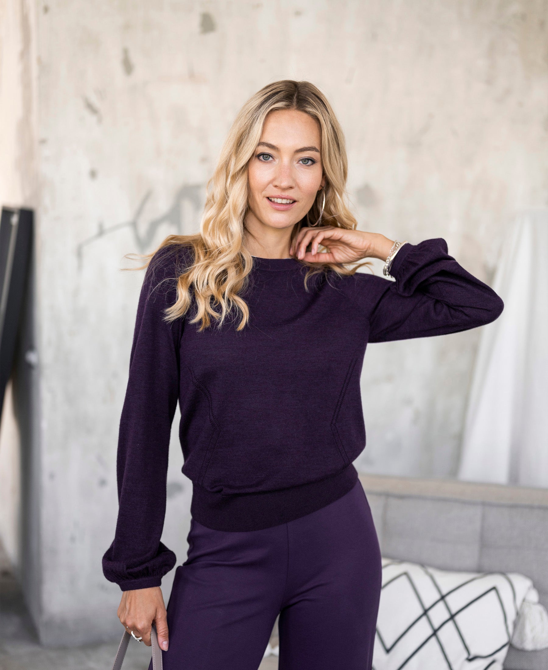Merino wool sweater LA COEUR Dark Violet