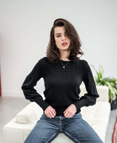 Black merino sweater LA DAISY