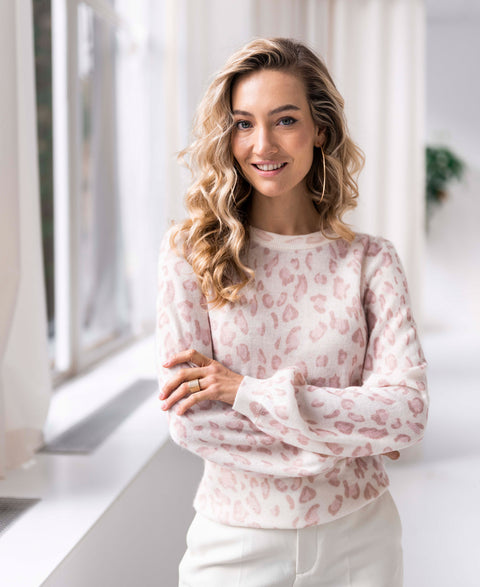 Trui LA JOLIE Rose panterprint