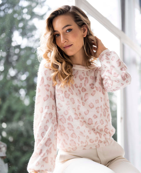 Trui LA JOLIE Rose panterprint