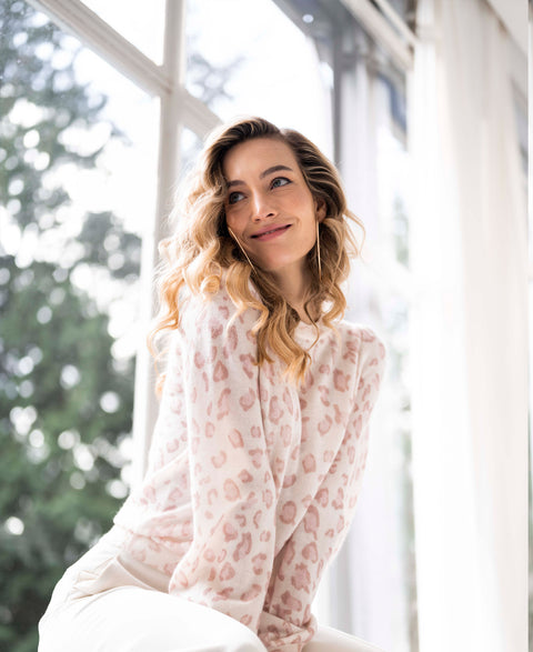 Trui LA JOLIE Rose panterprint