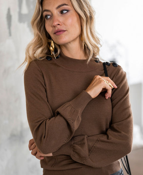 Merino sweater LA CLIQUE Camel-black