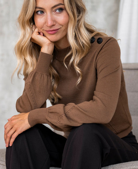 Merino sweater LA CLIQUE Camel-black
