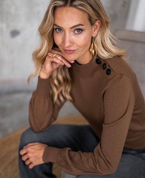 Merino sweater LA CLIQUE Camel-black