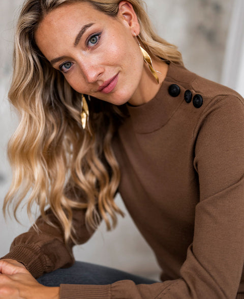 Merino sweater LA CLIQUE Camel-black