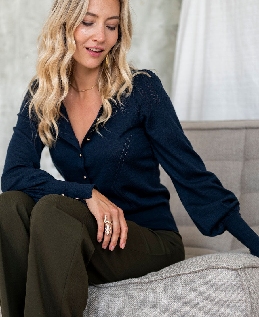 Cardigan FRAGANCE Dark Blue - Gold