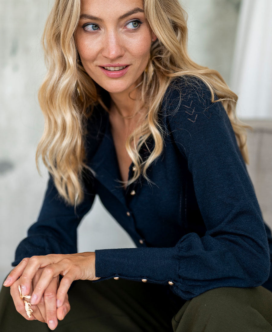 Cardigan FRAGANCE Dark Blue - Gold