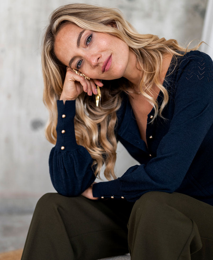 Cardigan FRAGANCE Dark Blue - Gold