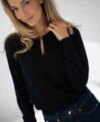 Merino Sweater with Polo Collar LA ADÈLE Black