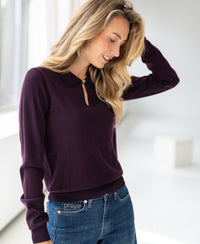 Merino-Pullover mit Polokragen LA ADÈLE Plum