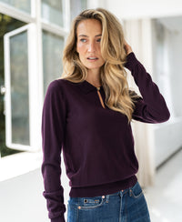 Merino-Pullover mit Polokragen LA ADÈLE Plum