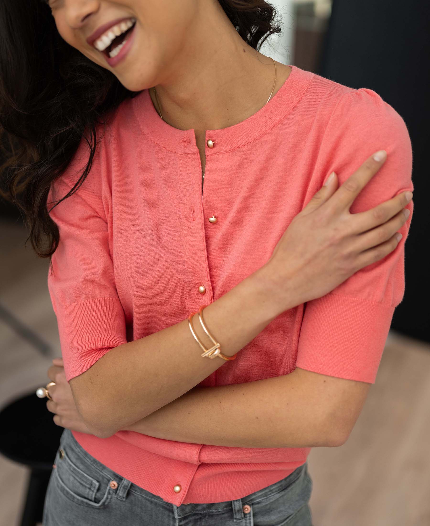 Vestje ADELINE in Flamingo roze - goud