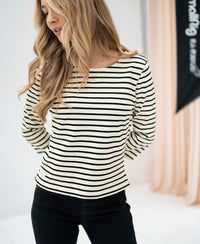 Bretons streepshirt L' AMAIA Ivoor-Zwart