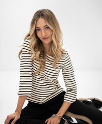 Bretons streepshirt L' AMAIA Ivoor-Zwart