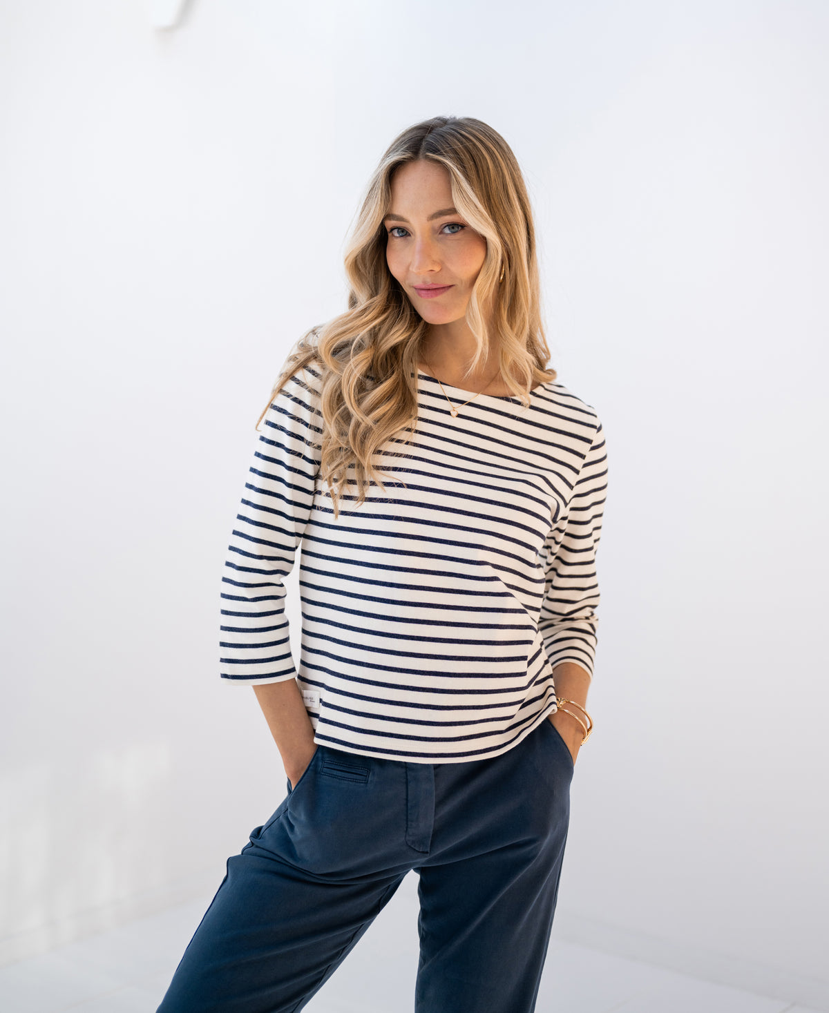Bretons streepshirt L' AMAIA Ivoor-Jeansblauw