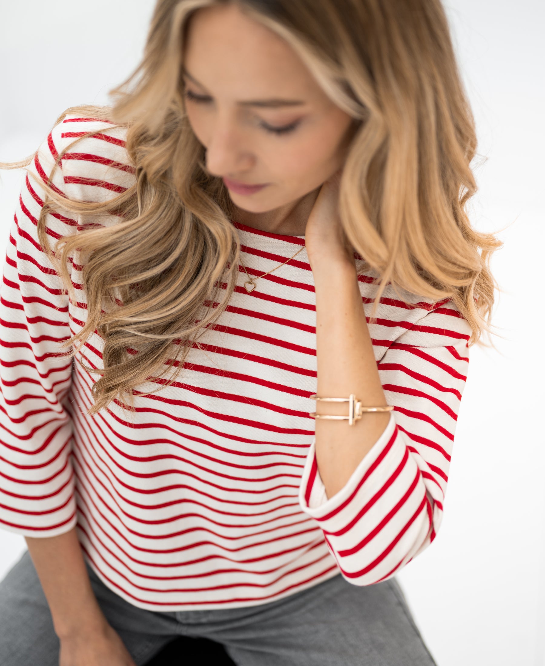 Bretonisch gestreiftes Hemd L' AMAIA Elfenbein-Rot