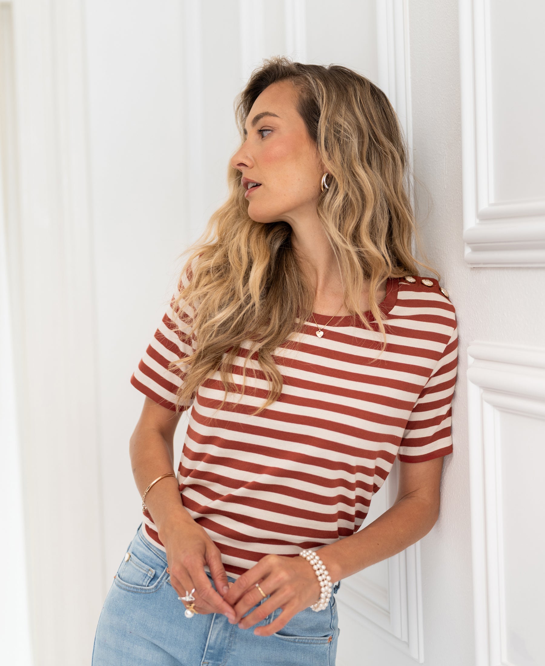 Striped T-shirt AMELIE White-darkblue