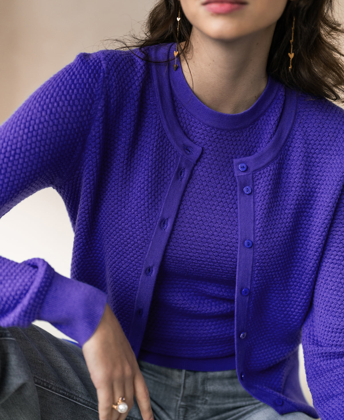 Struktur Strickjacke LA MIKI Blaue Iris