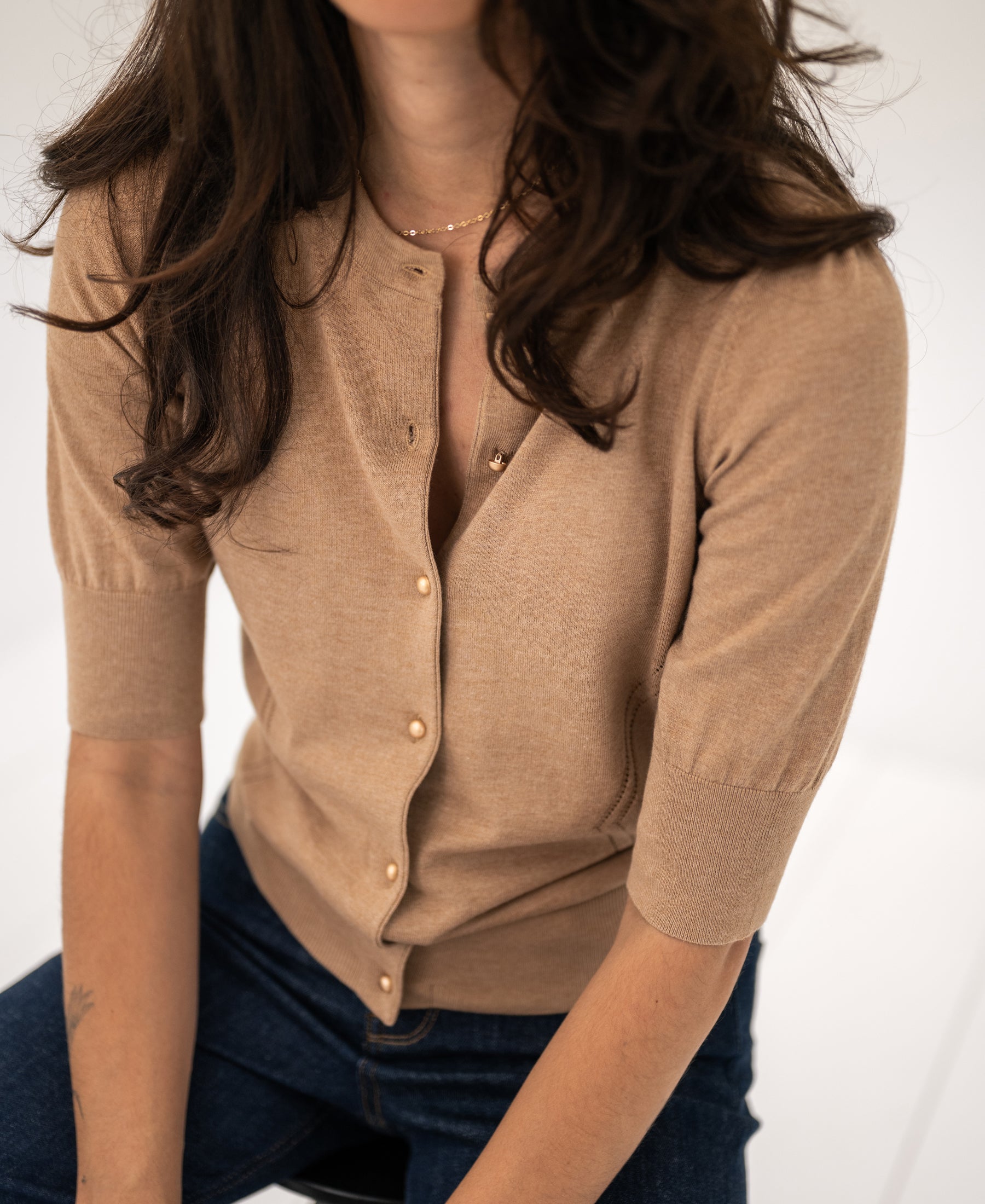 ADELINE Strickjacke in camel - gold