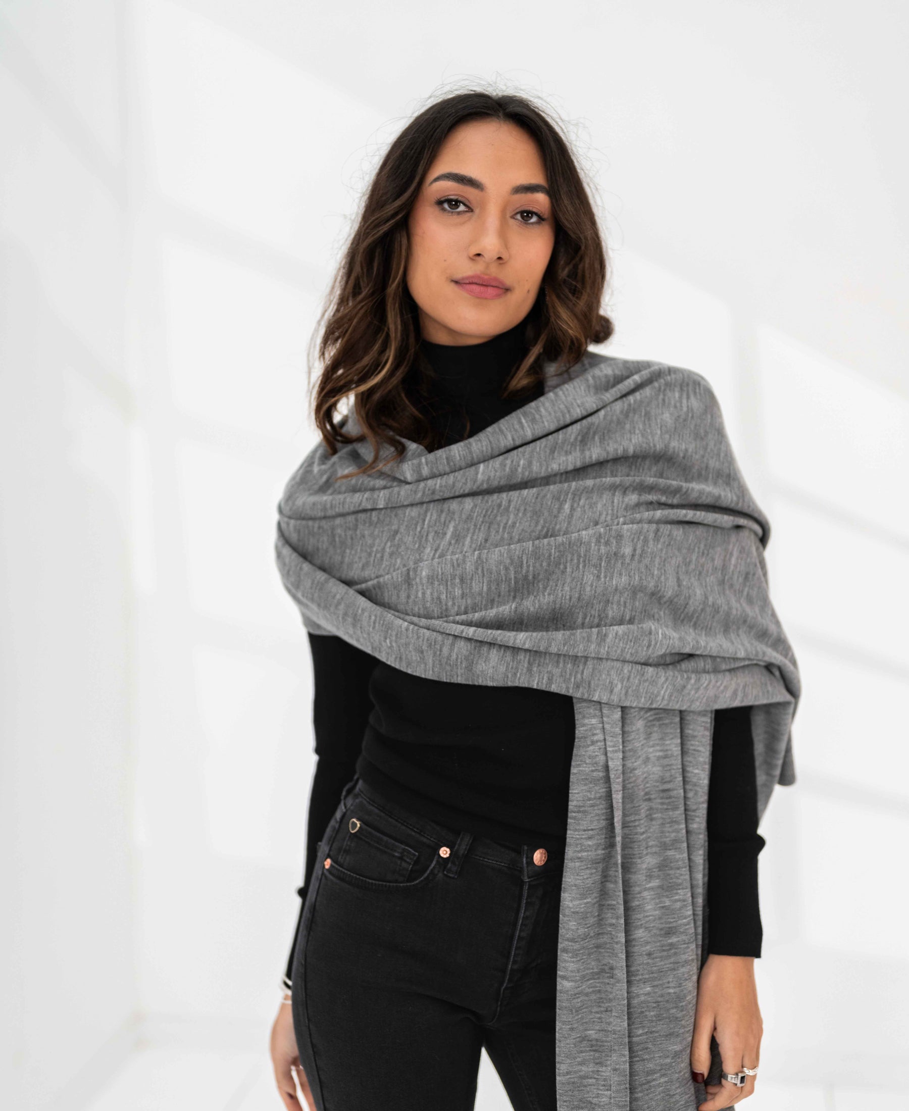 Merino-Maxi-Schal LA BELLA Grau gemischt