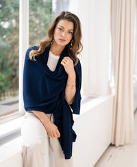 Merino omslagdoek - sjaal LA BELLA Navy