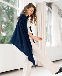 Merino omslagdoek - sjaal LA BELLA Navy