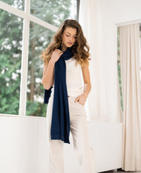 Merino omslagdoek - sjaal LA BELLA Navy