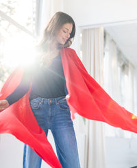 Merino omslagdoek LA BELLA Koraalrood