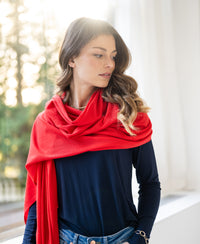 Merino omslagdoek LA BELLA Koraalrood