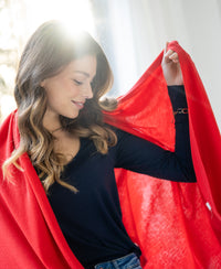Merino omslagdoek LA BELLA Koraalrood