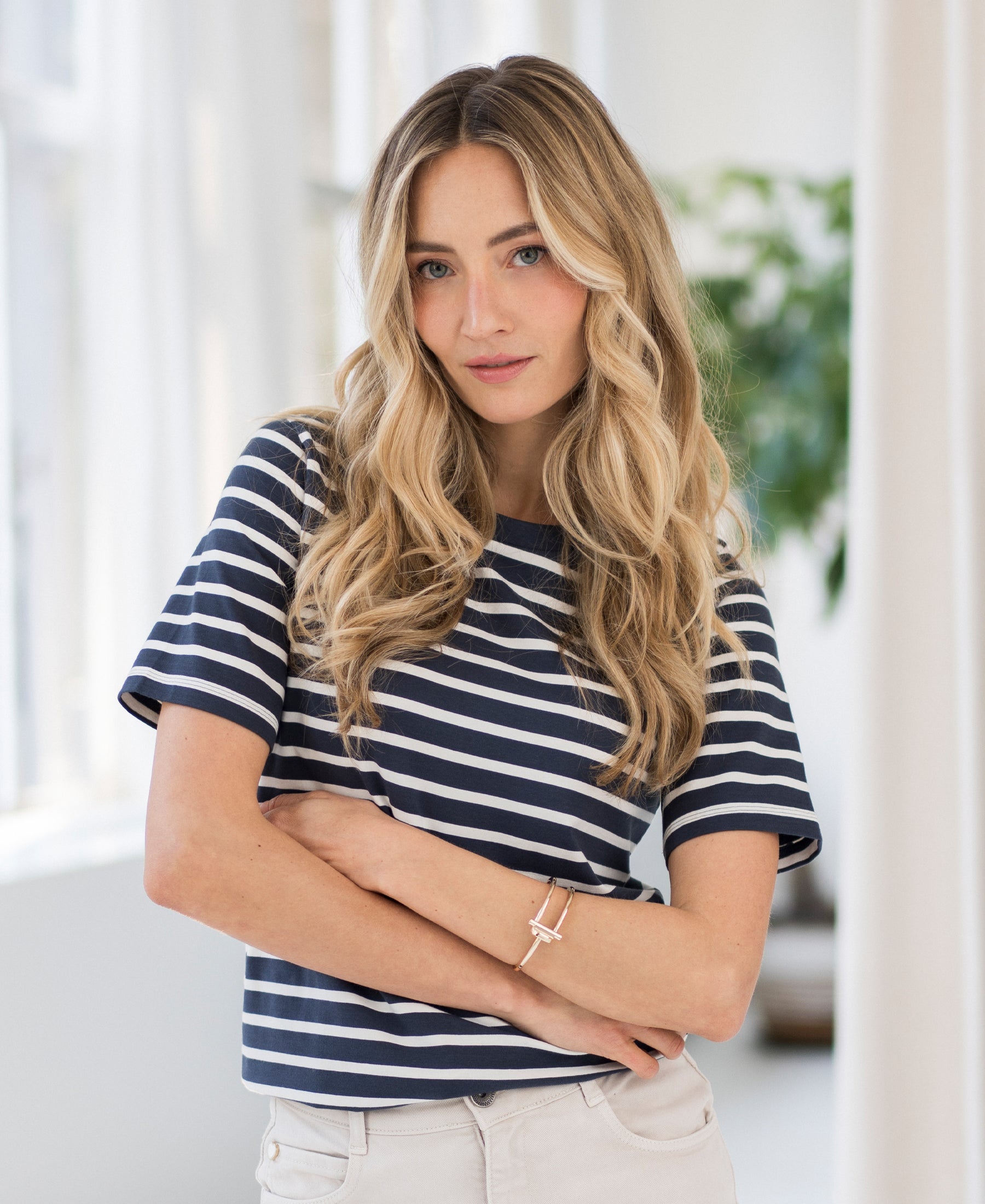 Striped T-shirt LA BIBI Denim-ivory