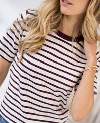 Streifen-T-Shirt LA BIBI Elfenbein-weinrot